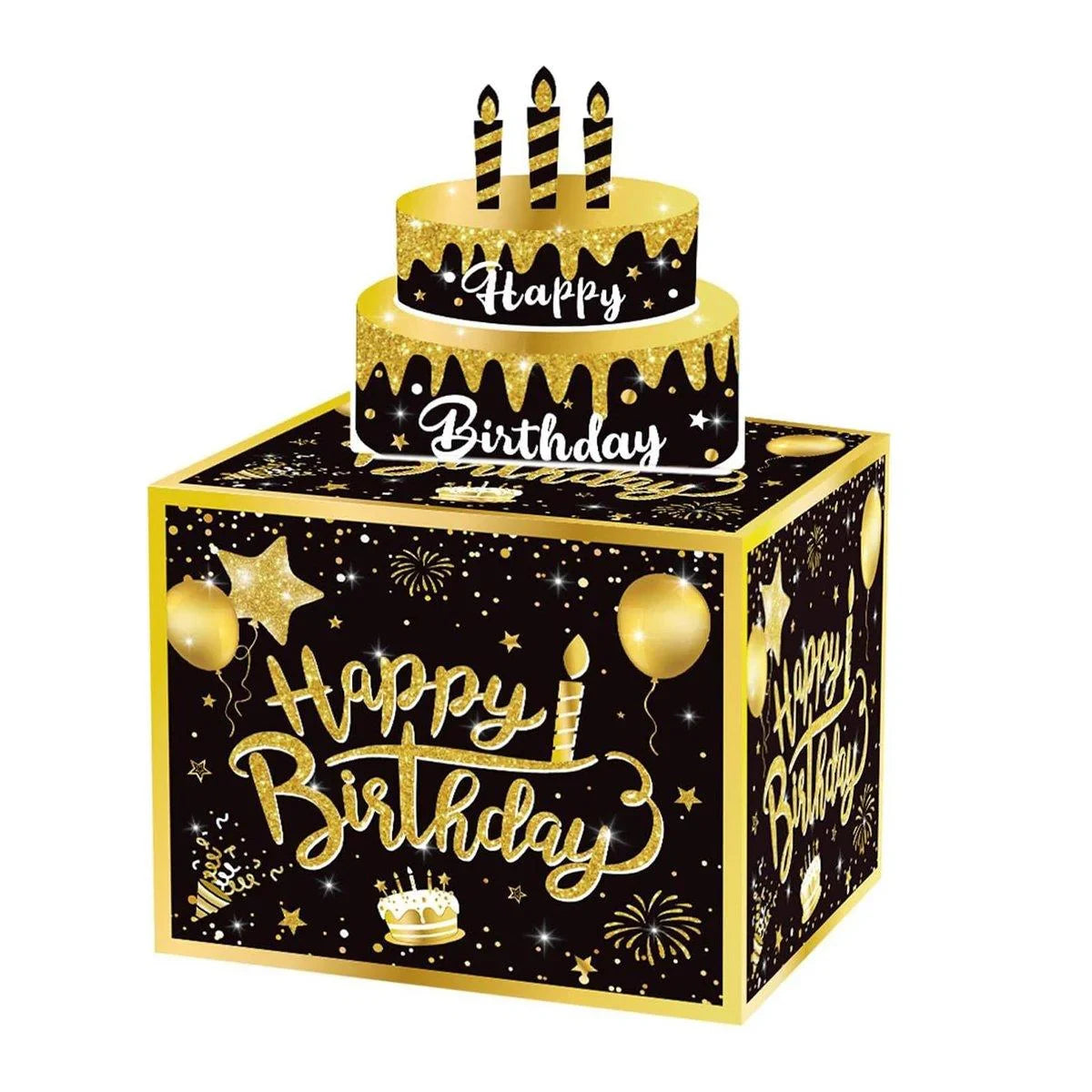 Black and Gold Birthday Money Box 1 Set with 30 Money Bags