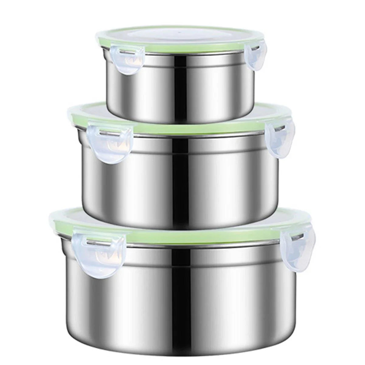 3PCS Stainless Food Container with Lid Round