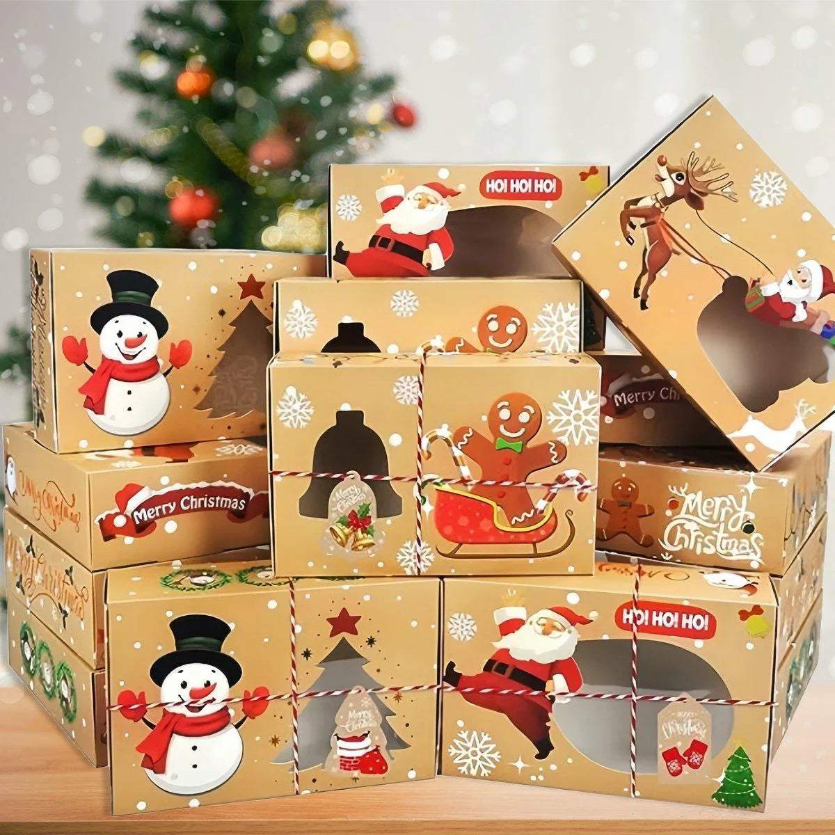 Christmas Candy Boxes with Window 12PCS