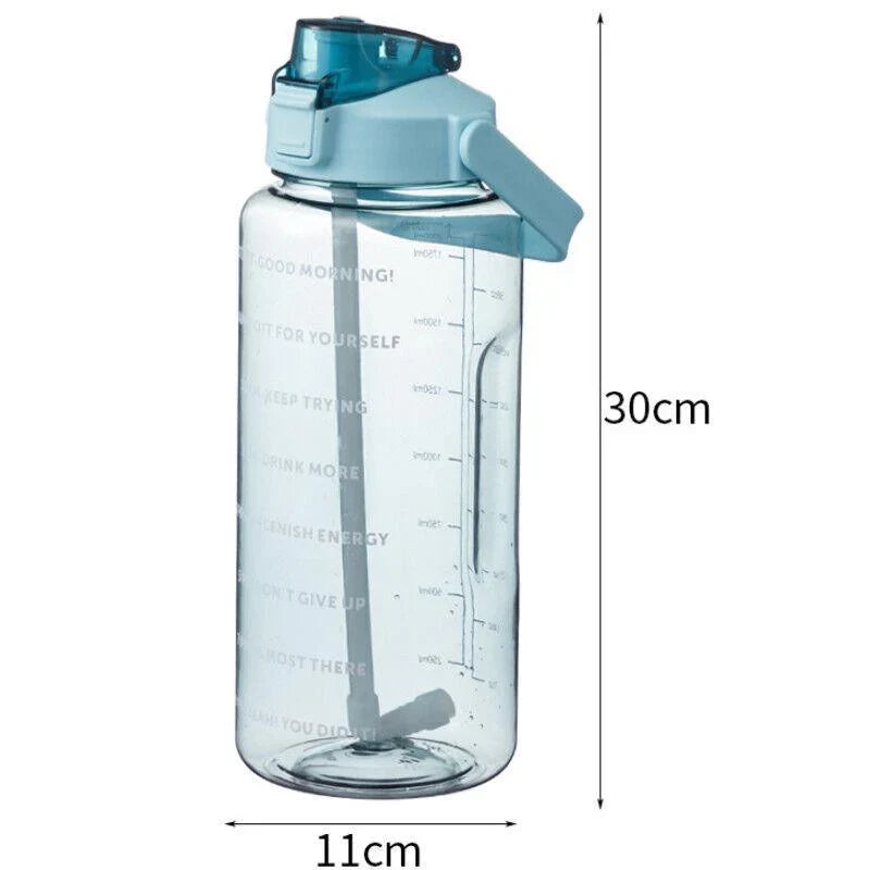 2L Water Bottle Straw Cup Sports Flask 1Pack