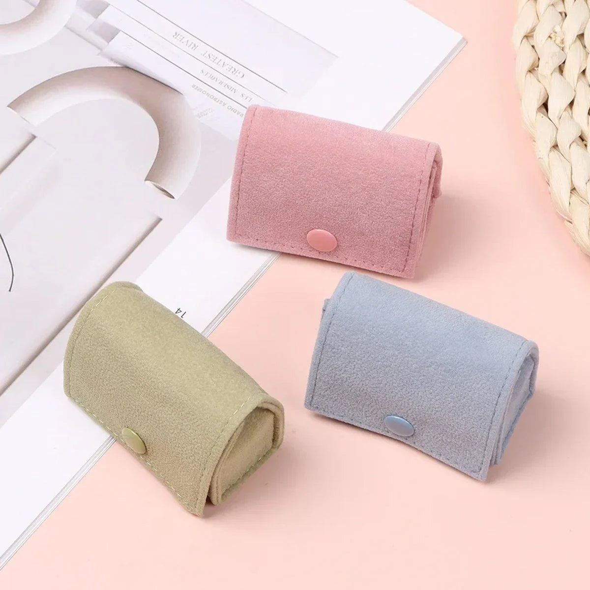 Premium Fabric Mini Rings and Earrings Jewelry Boxes 5PCS