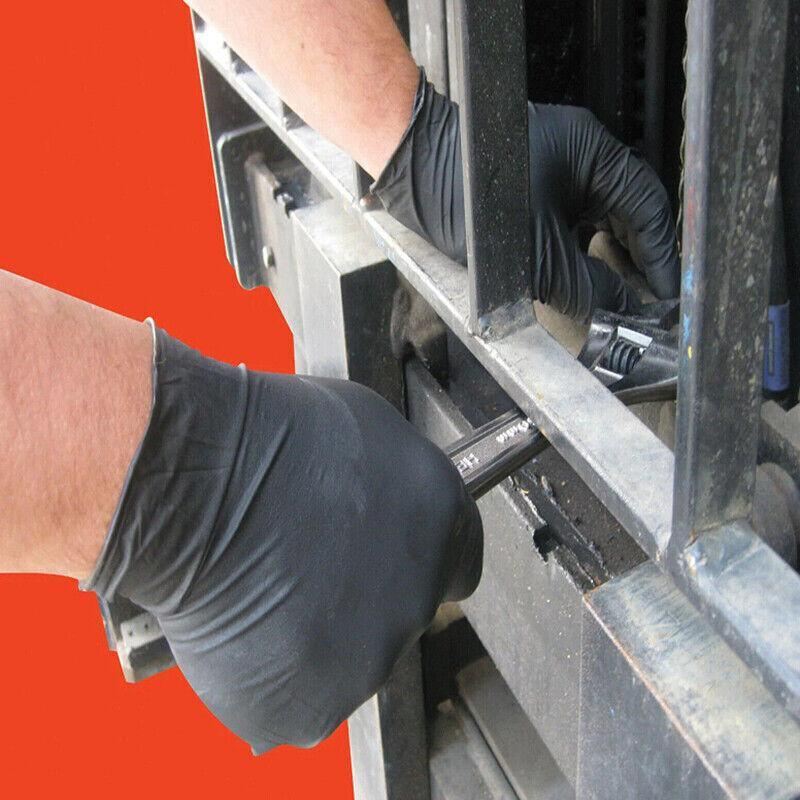 Thick Black Nitrile Gloves Industrial Mechanic Tattoo Tradie Rubber Protection 100PCS