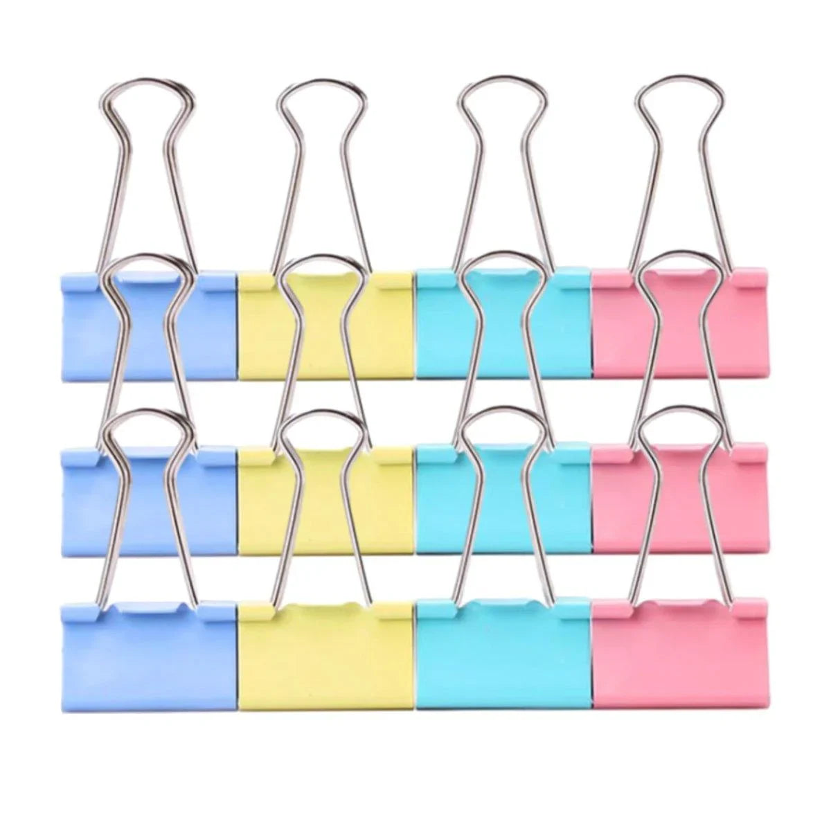 Tempered Steel Colourful Binder Clips 12PCS
