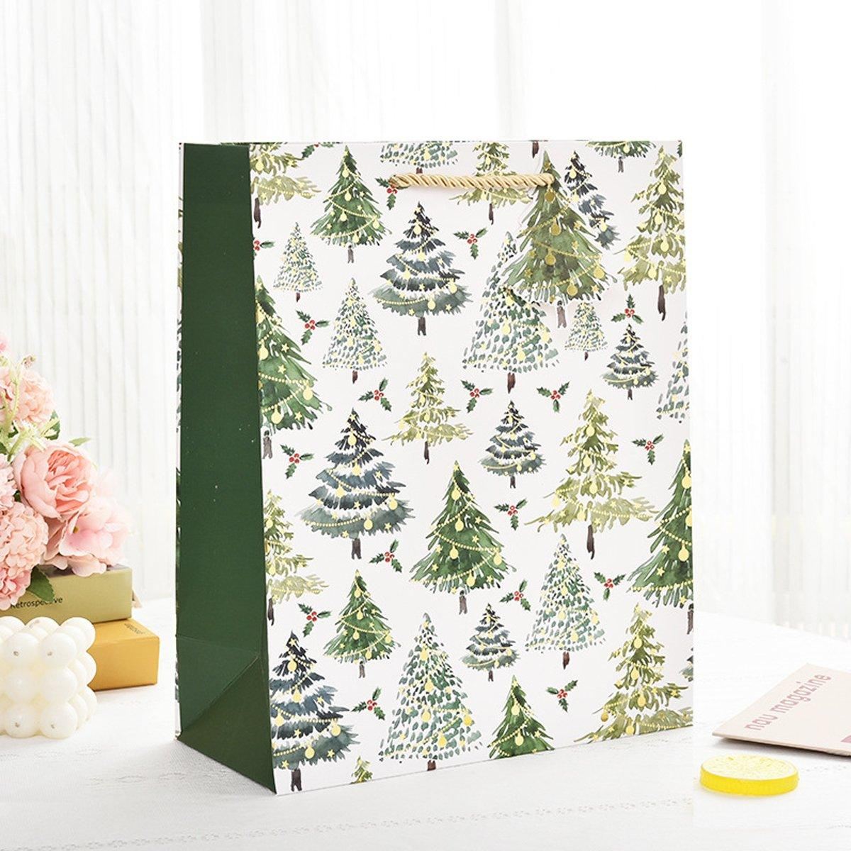 12PCS Christmas Paper Gift Bags Set Xmas Tote