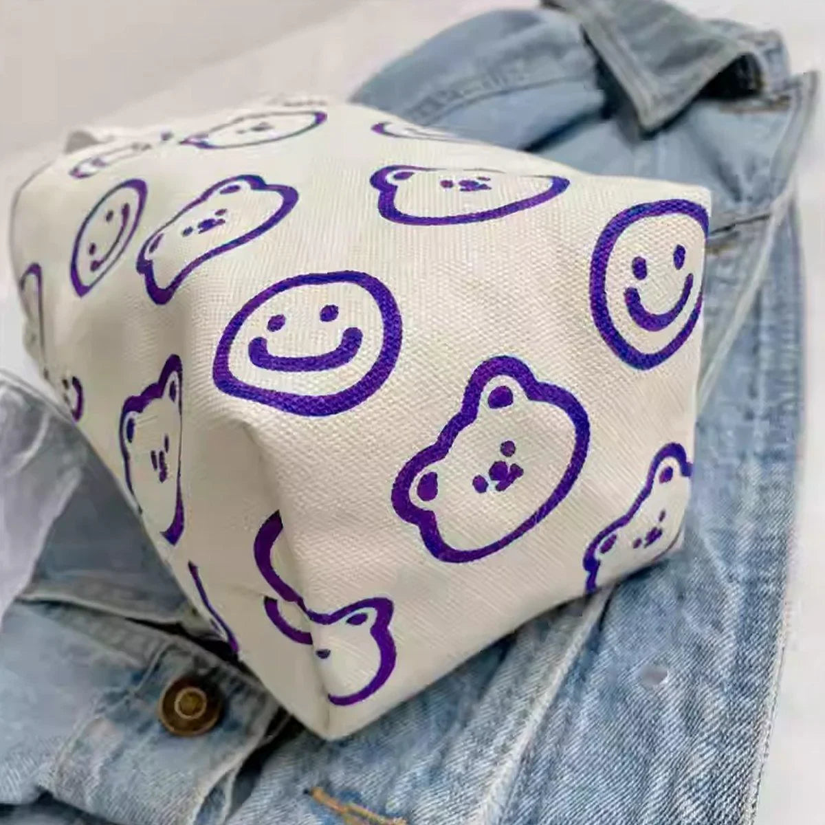 Red Blue Small Canvas Bags Cup Holders 2PCS