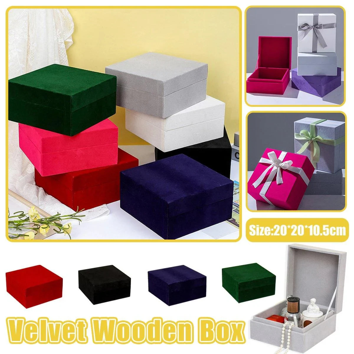 Velvet Wooden Gift Box Luxurious Multi-Colour 1PC