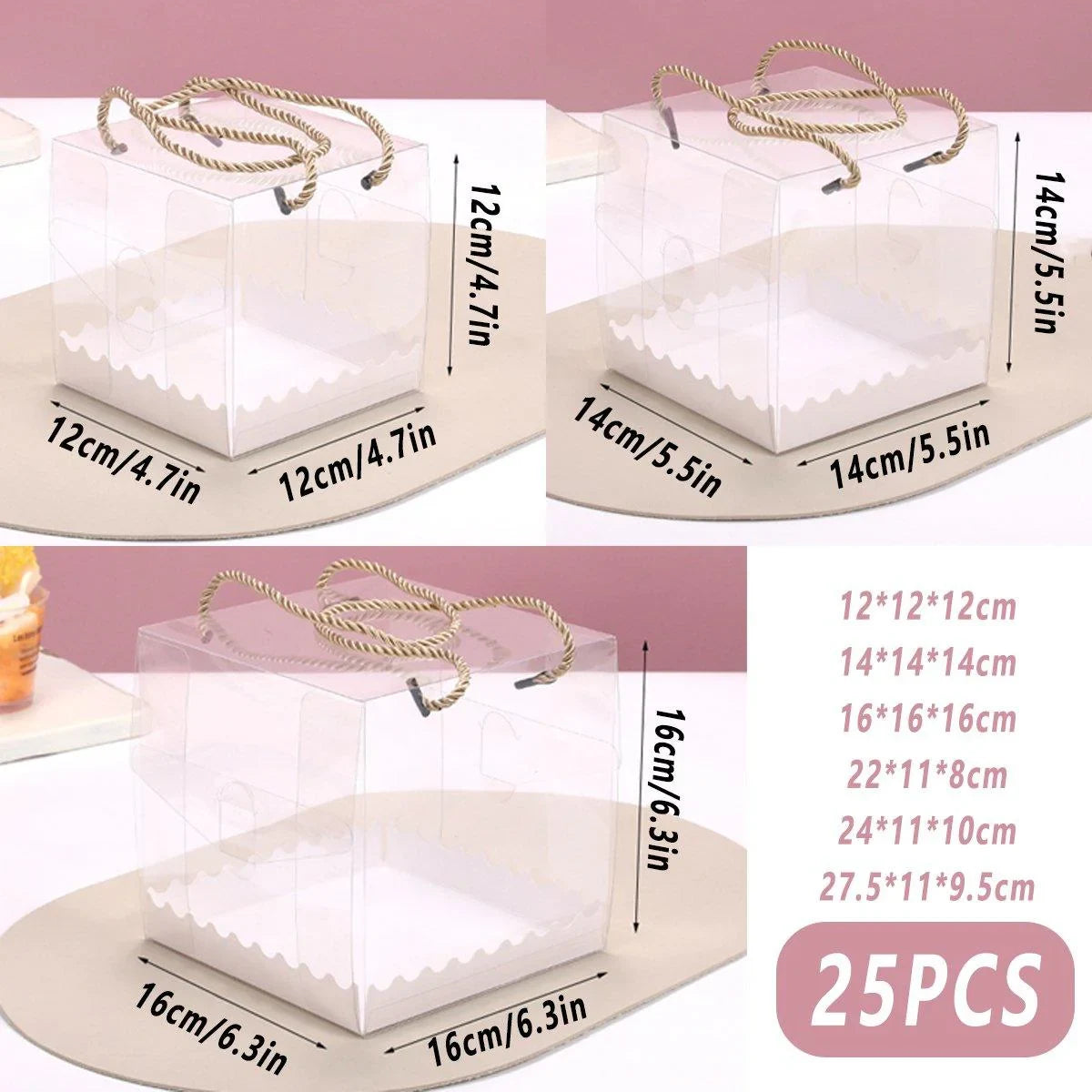 Transparent Plastic Cake Roll Packing Boxes 25PCS