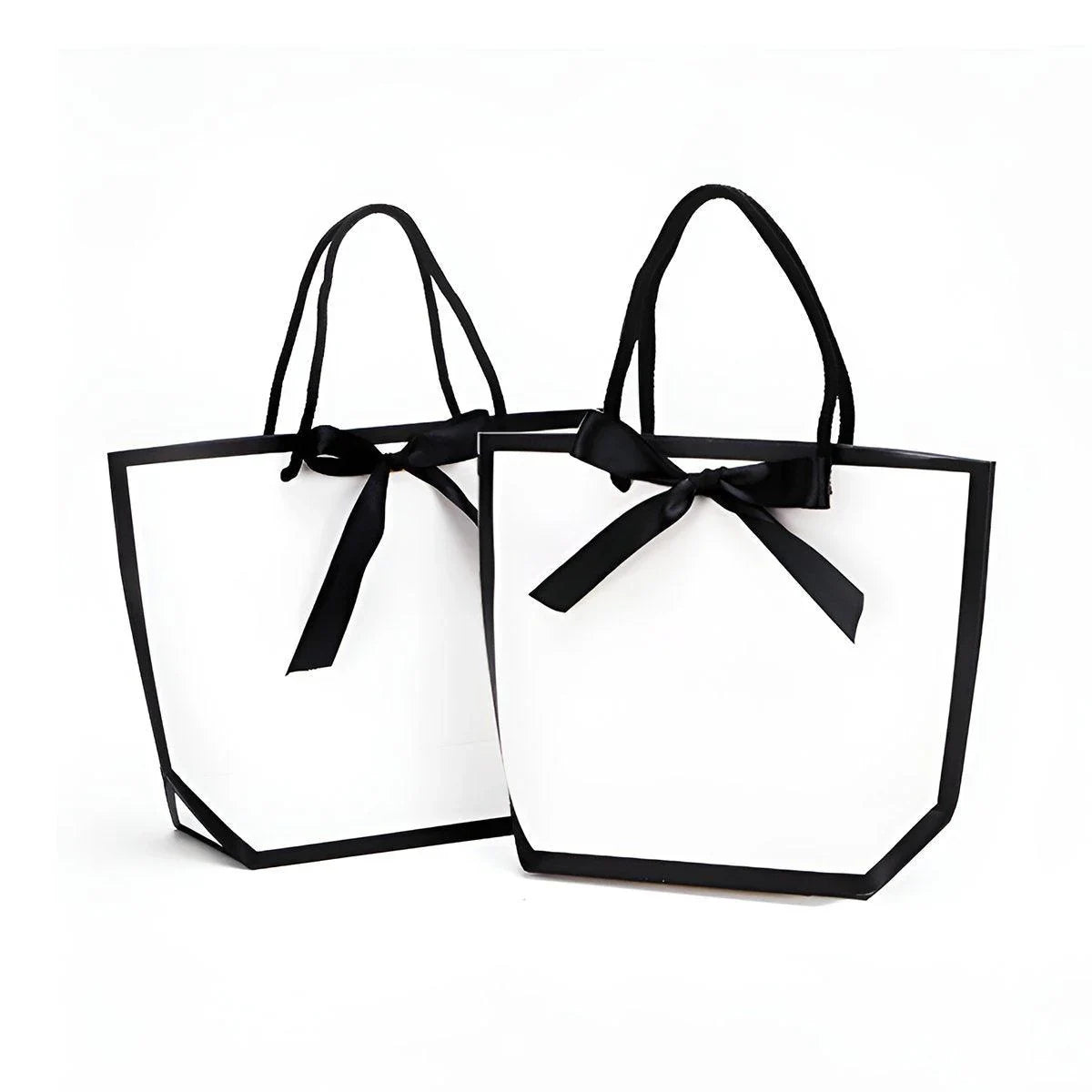 Paper Gift Bags with Black Ribbon 25PCS