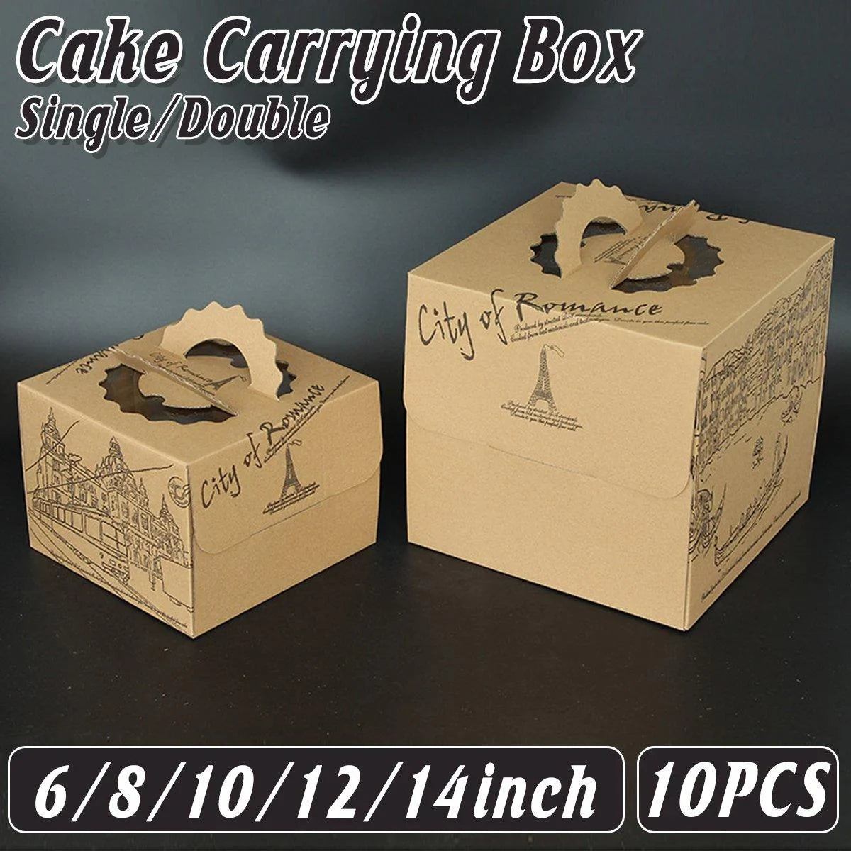 European Style Kraft Paper Cake Boxes 10PCS
