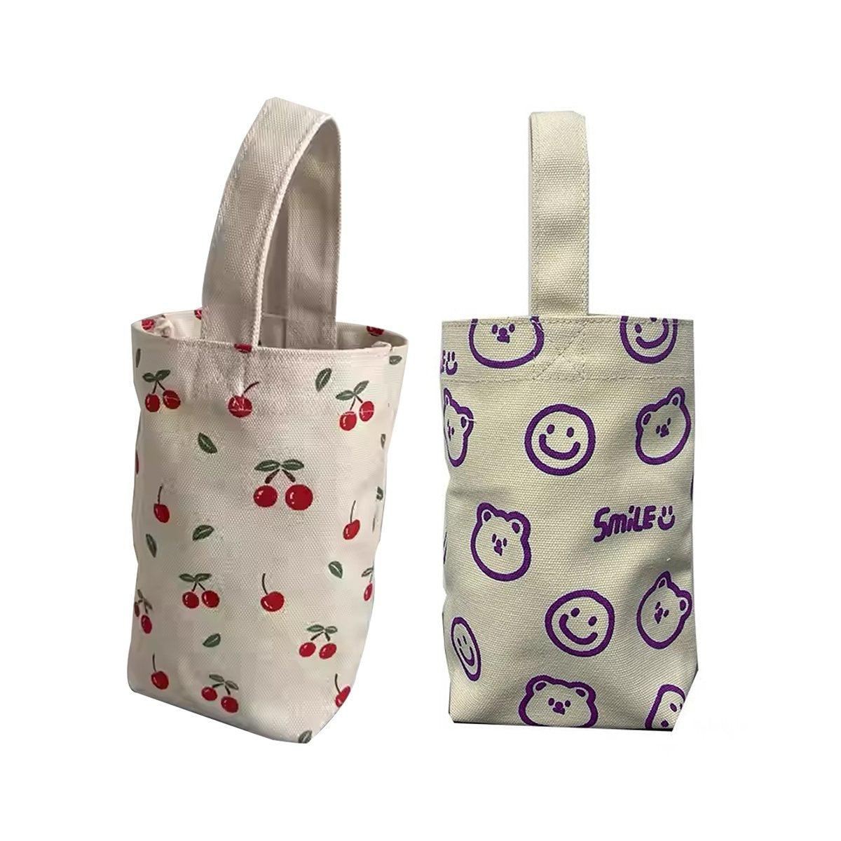 Red Blue Small Canvas Bags Cup Holders 2PCS