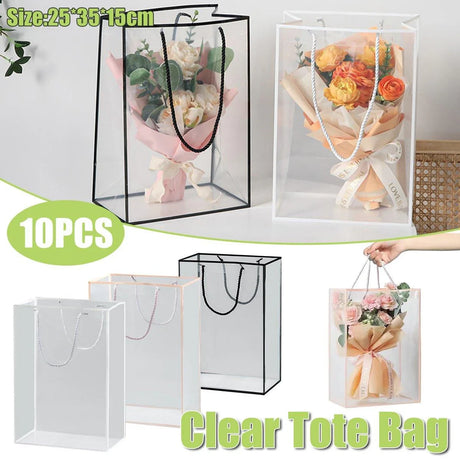Premium PVC Clear Tote Bags Gift Packaging 10PCS