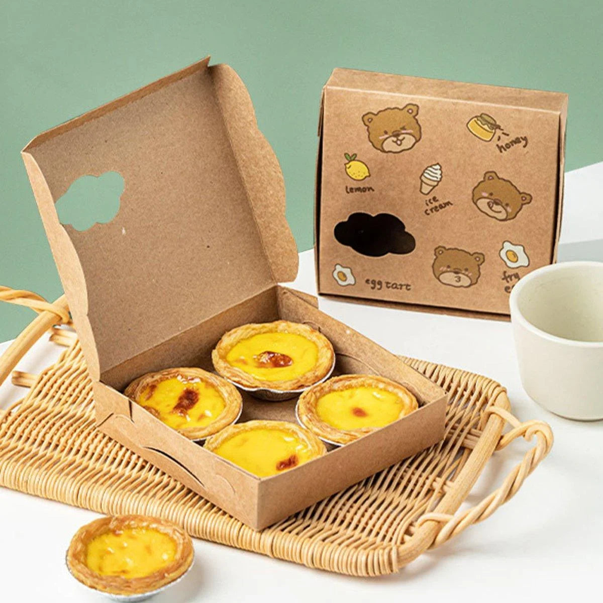 40PCS Egg Tart Paper Boxes Cupcakes Packaging