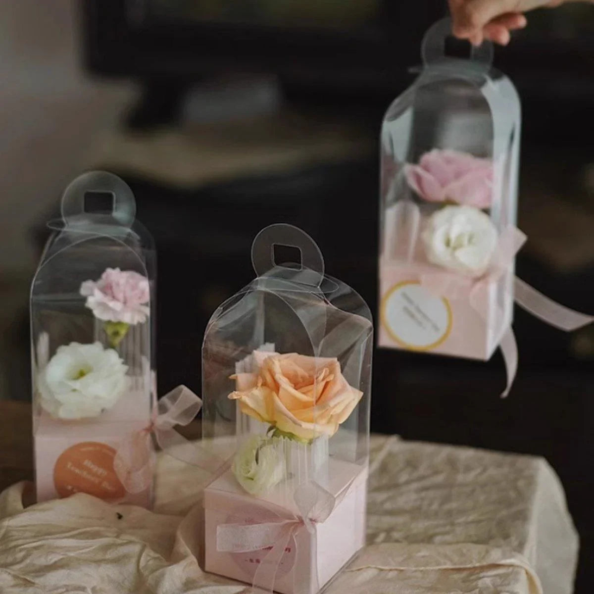 Clear PVC Flower Boxes Gift Packaging 10PCS