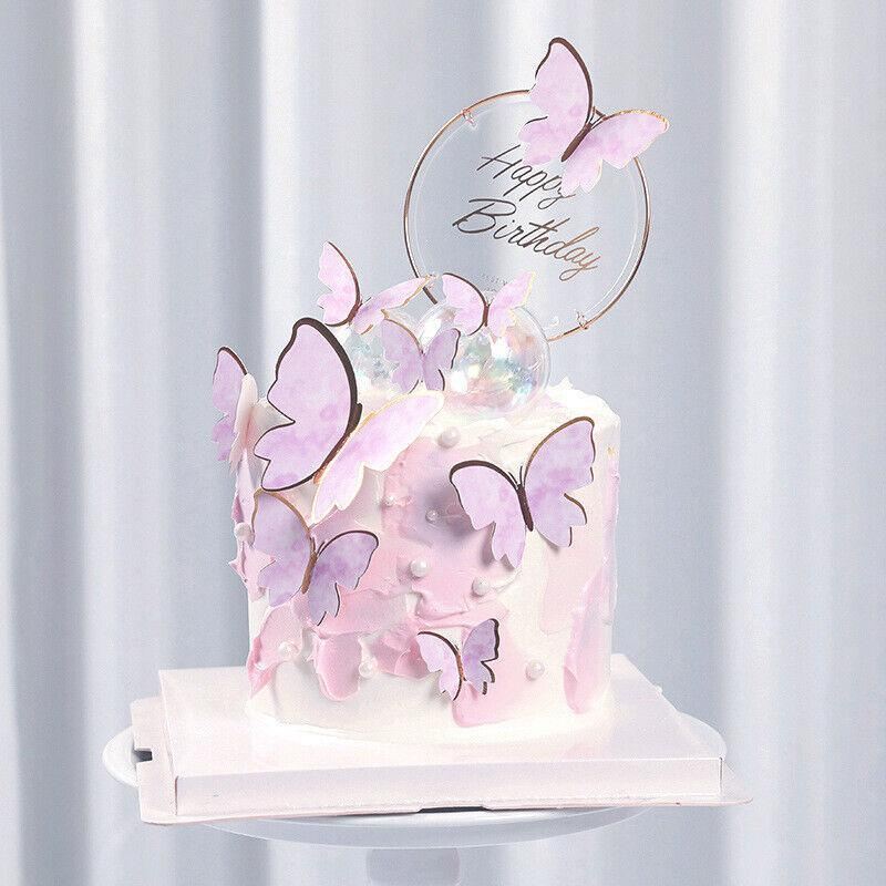 10PCS Butterfly Cake Toppers Happy Birthday