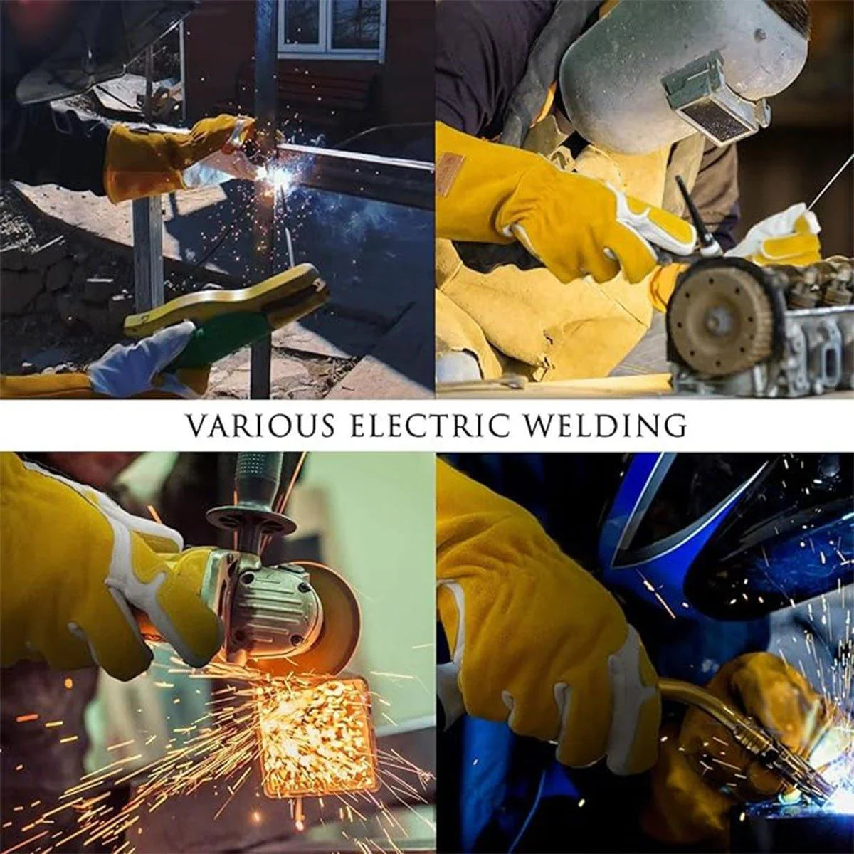 Welding Gloves Long Heavy Duty Safety Work Gloves for Fireplace 1 Pair