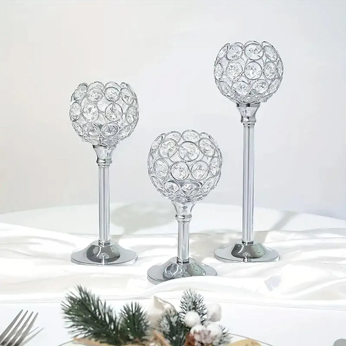 3PCS Crystal Candle Holders