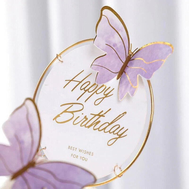 10PCS Butterfly Cake Toppers Happy Birthday