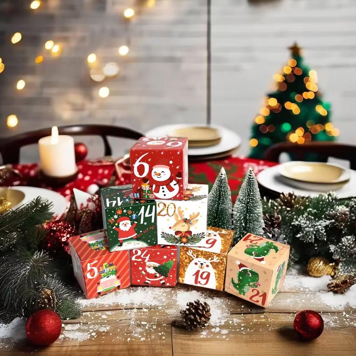 Countdown to Christmas with this festive set of 24 Christmas Candy Boxes!