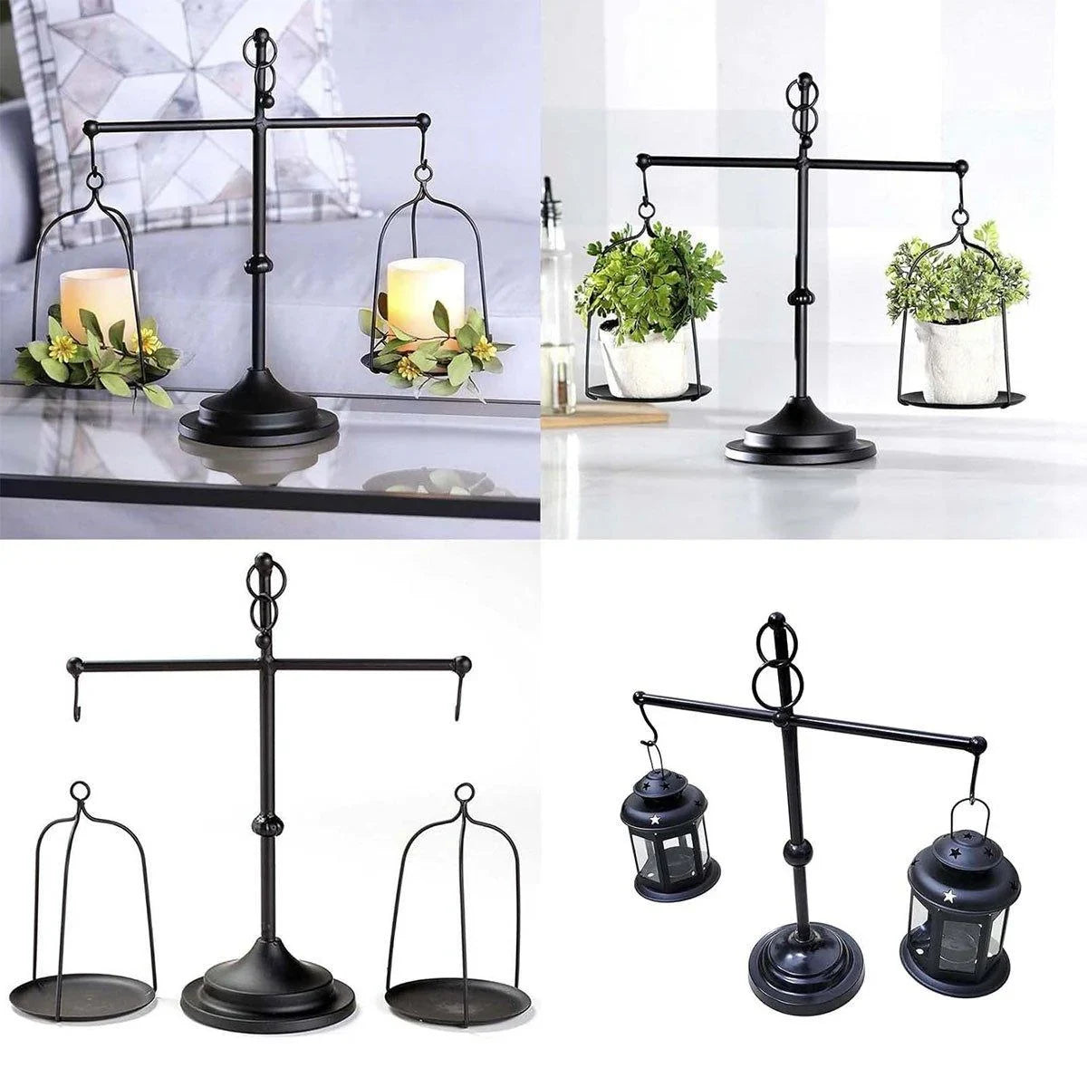 Black iron Balance Scale Candlestick 1PC