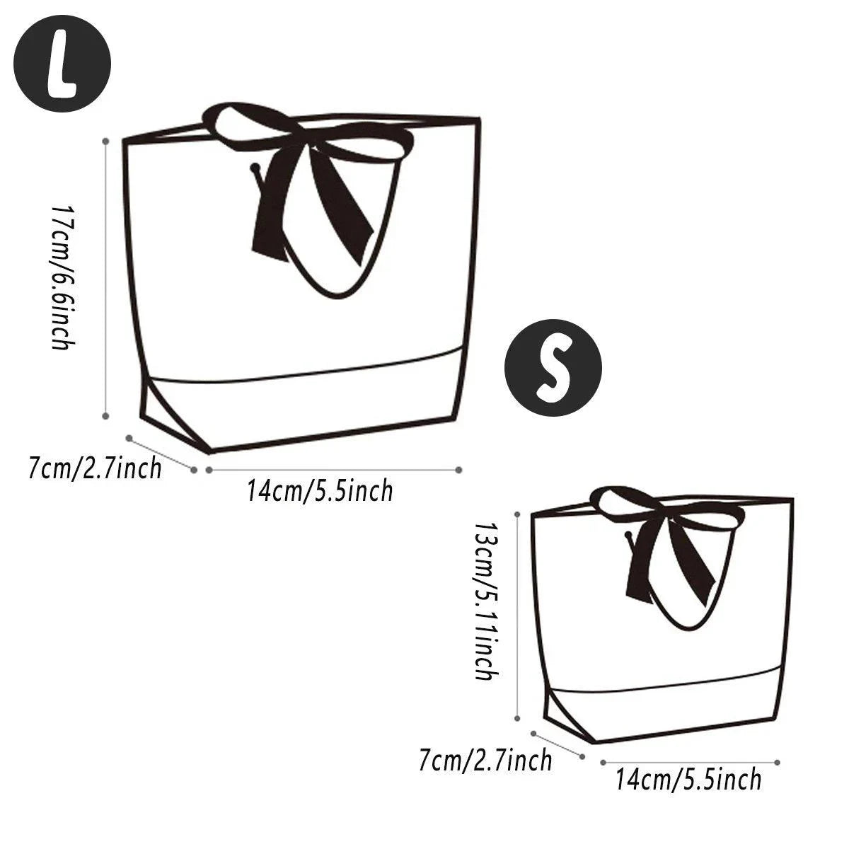 Paper Gift Bags with Black Ribbon 25PCS