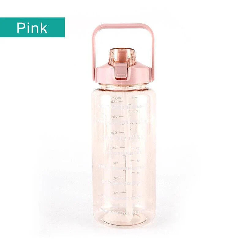 2L Water Bottle Straw Cup Sports Flask 1Pack