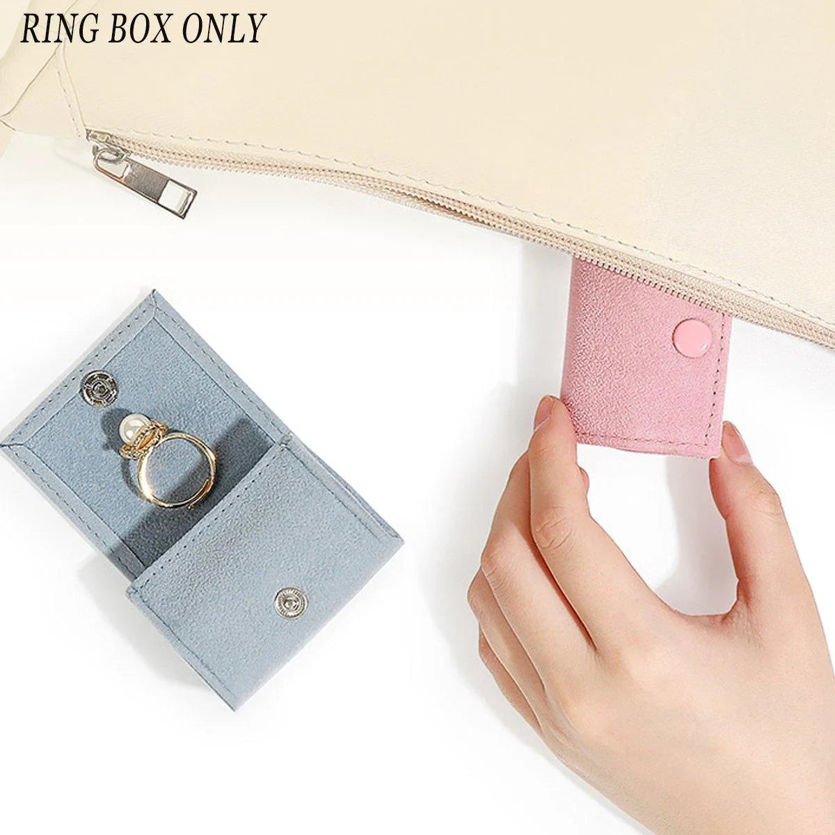 Premium Fabric Mini Rings and Earrings Jewelry Boxes 5PCS
