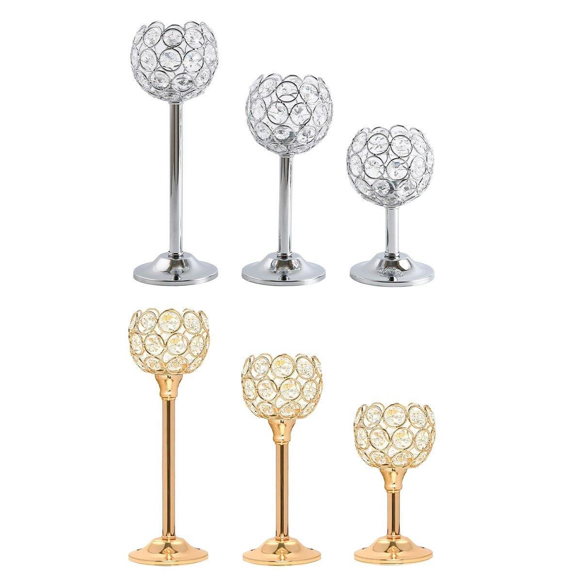 3PCS Crystal Candle Holders