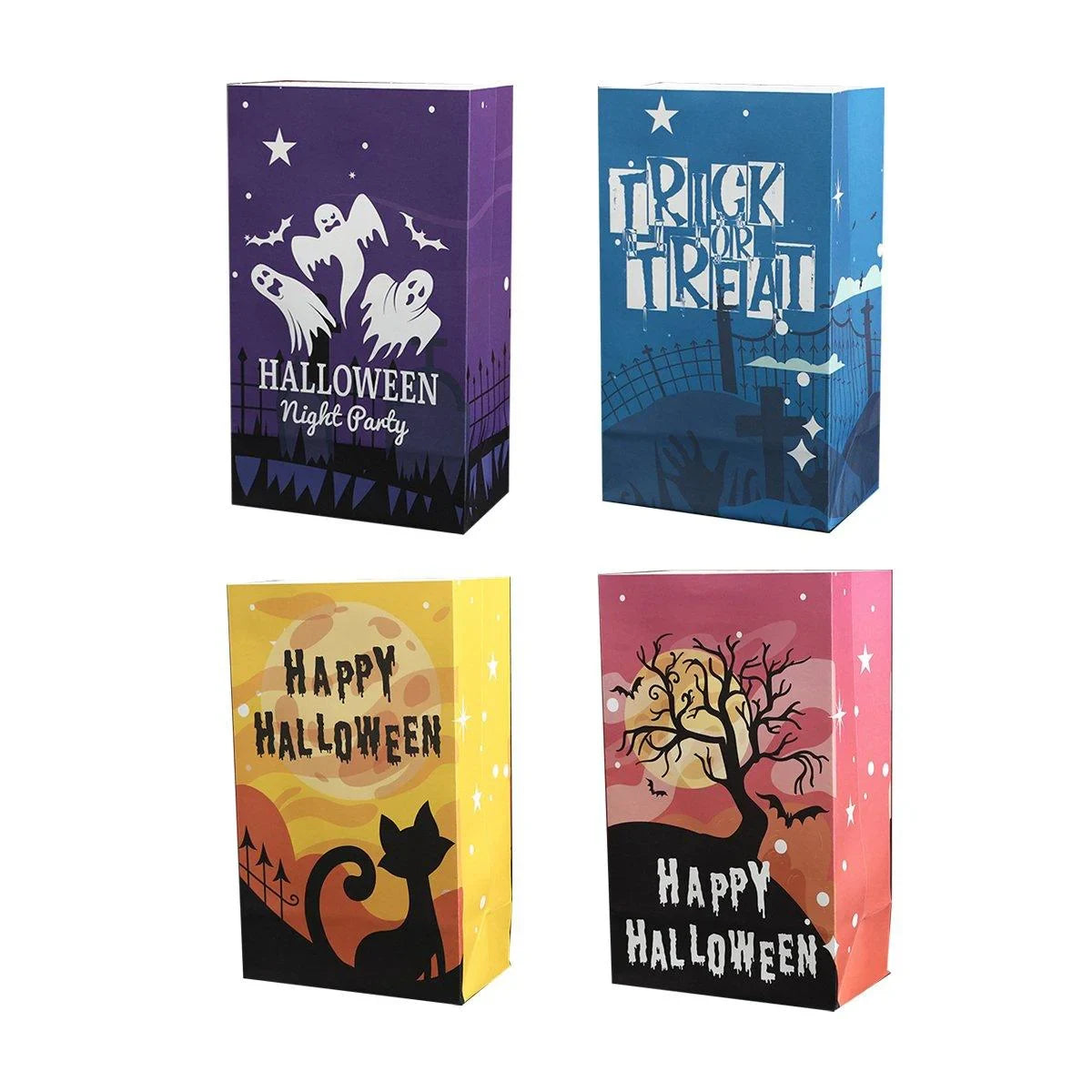 Halloween Creative Candy Treat Bags Kraft Paper Flat Pockets for Party
