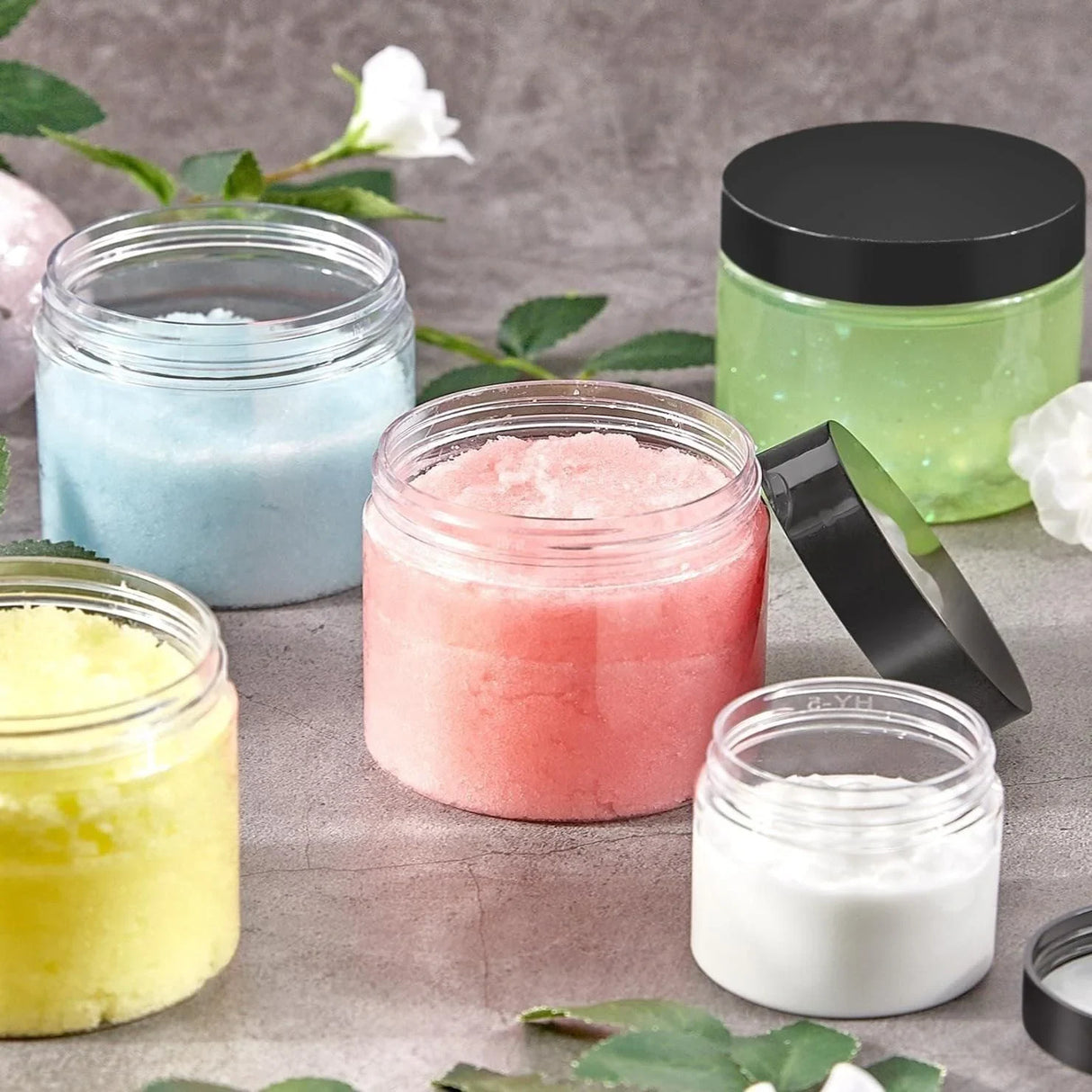 Durable PET Plastic Jars for Skincare Products Clear 10pcs