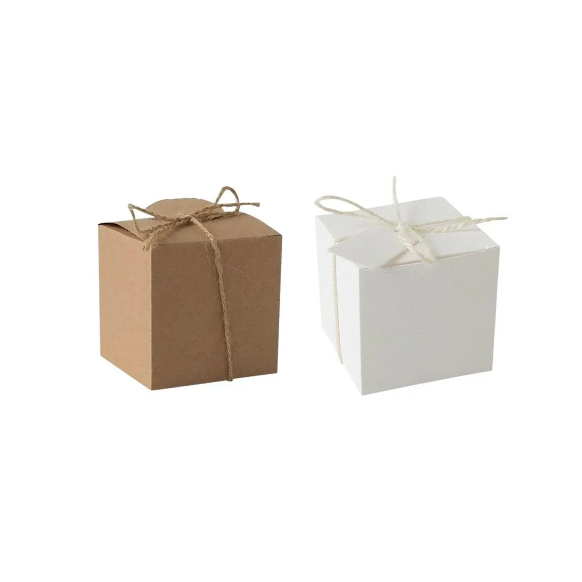 Kraft Paper Gift Boxes with Hemp Rope and Tags 50PCS