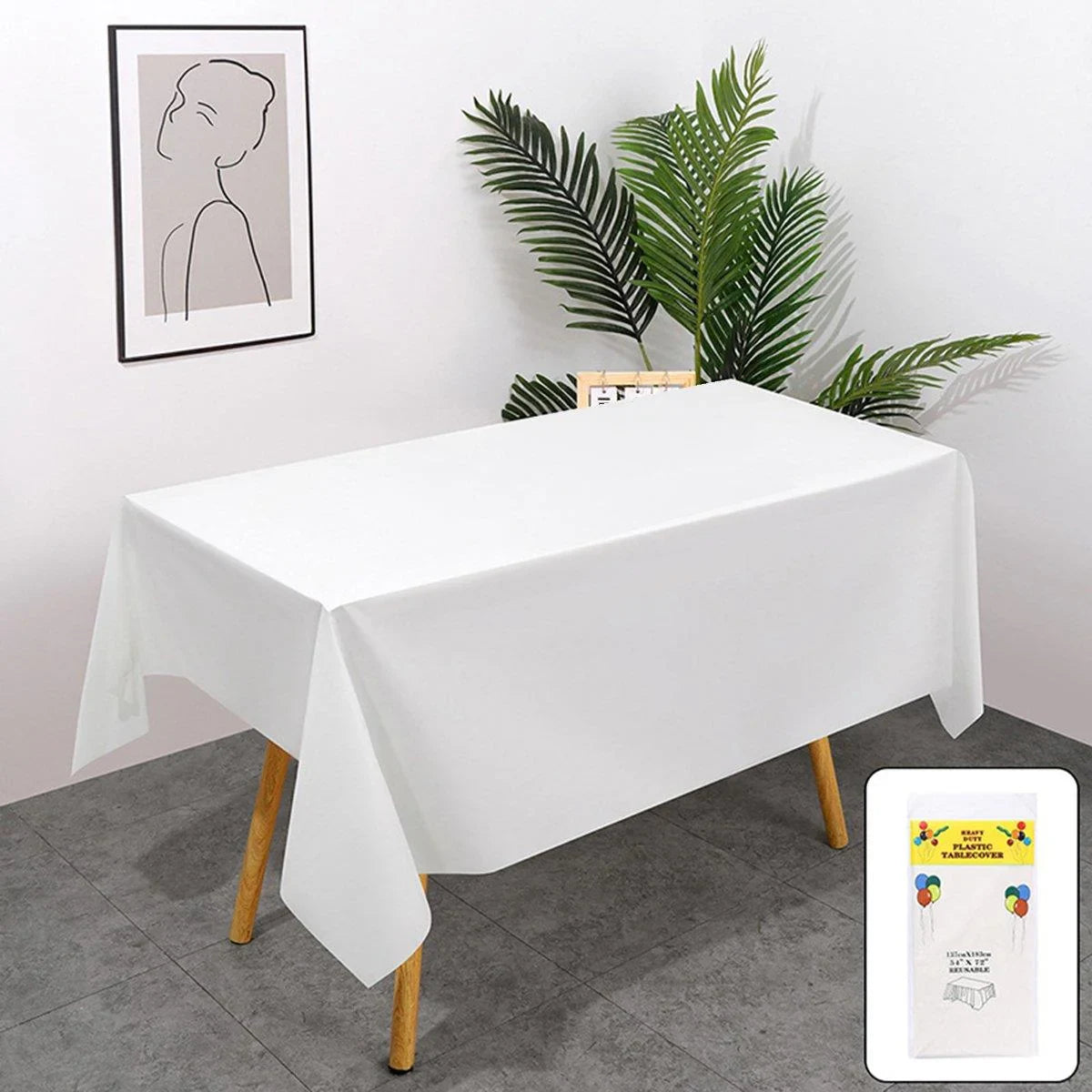 Disposable PEVA Tablecloth Solid Color 10PCS