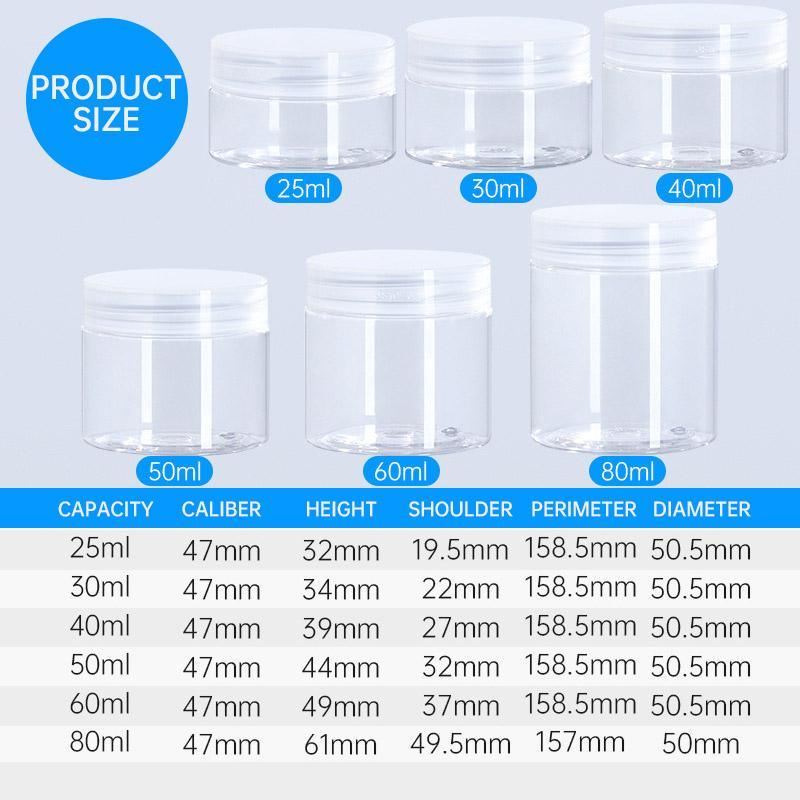 Eco-Friendly PET Clear Plastic Jars for Skincare 10pcs