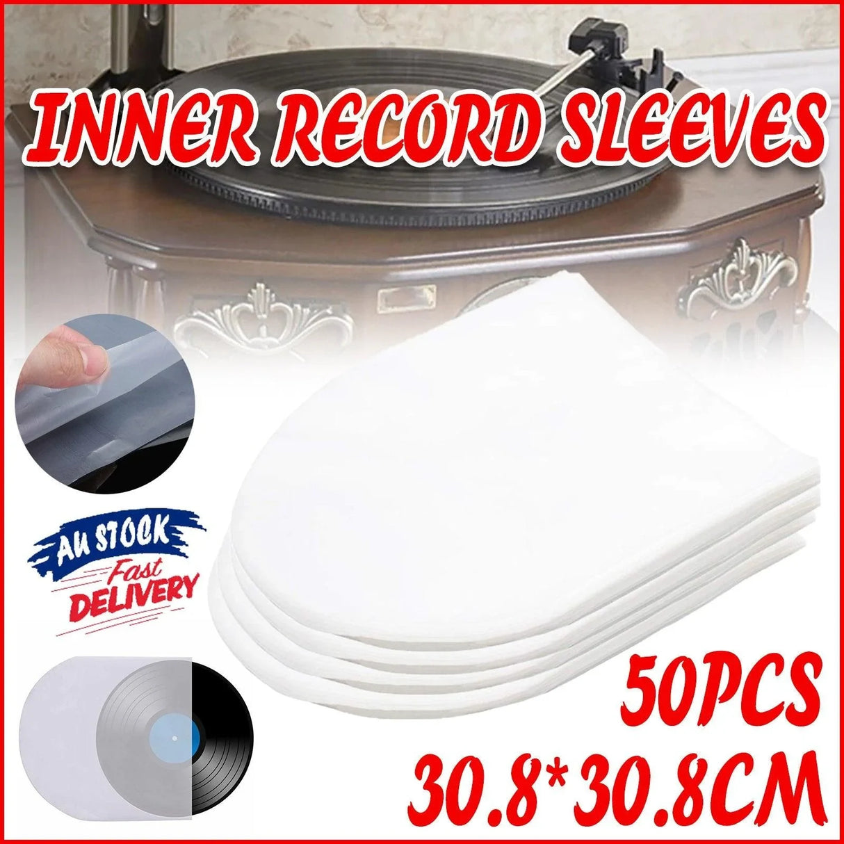 12" Plastic Vinyl CD Sleeves Record 50PCS