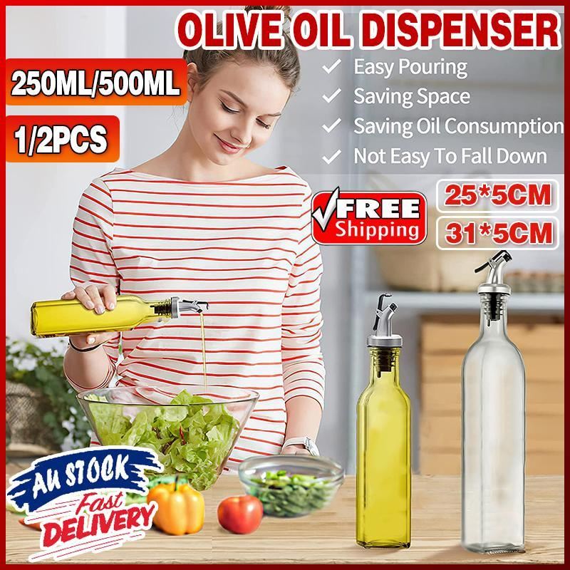 250/500ml Olive Oil Vinegar Dispenser Glass Bottle Kitchen Tools Cooking 1-2PCS