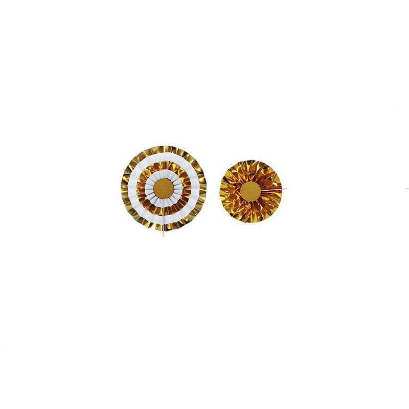 Black Gold Paper Fans Hanging Party Decorations 8PCS