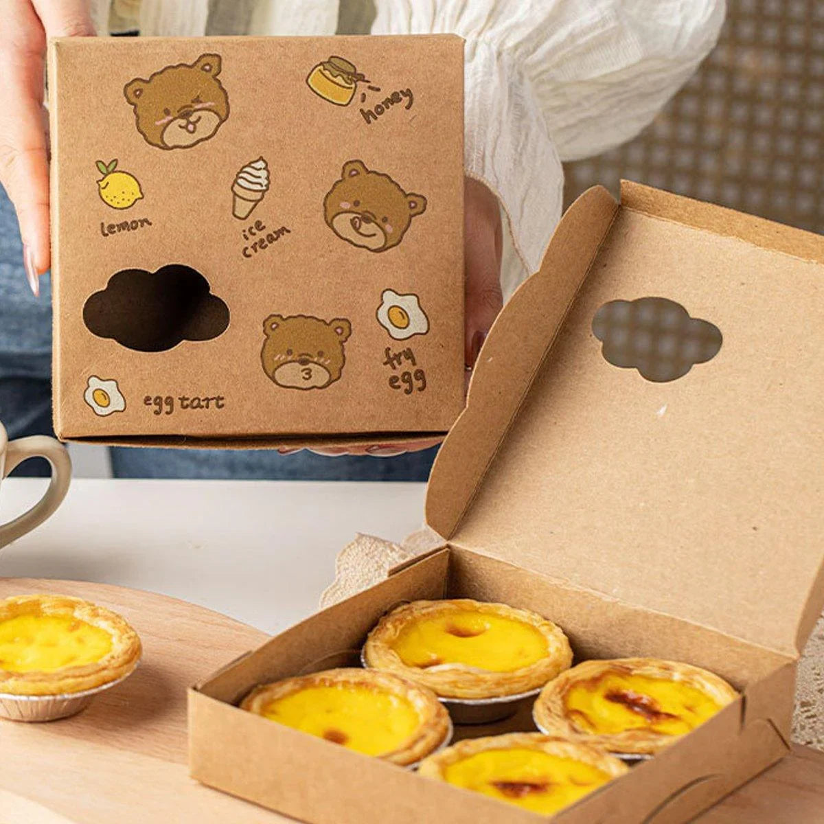 40PCS Egg Tart Paper Boxes Cupcakes Packaging