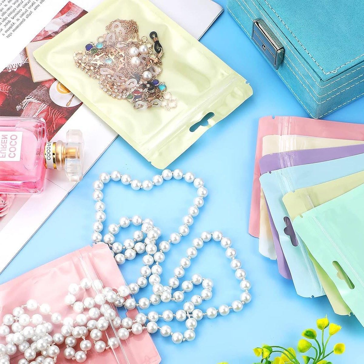 100pcs Colour Zip Lock Bags Transparent Seal Pouches