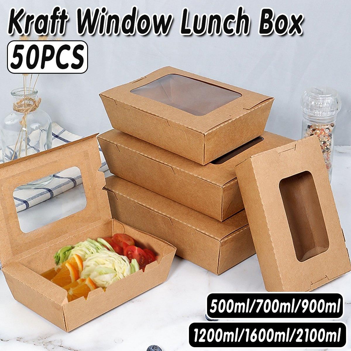 50pcs Kraft Paper Take Out Box