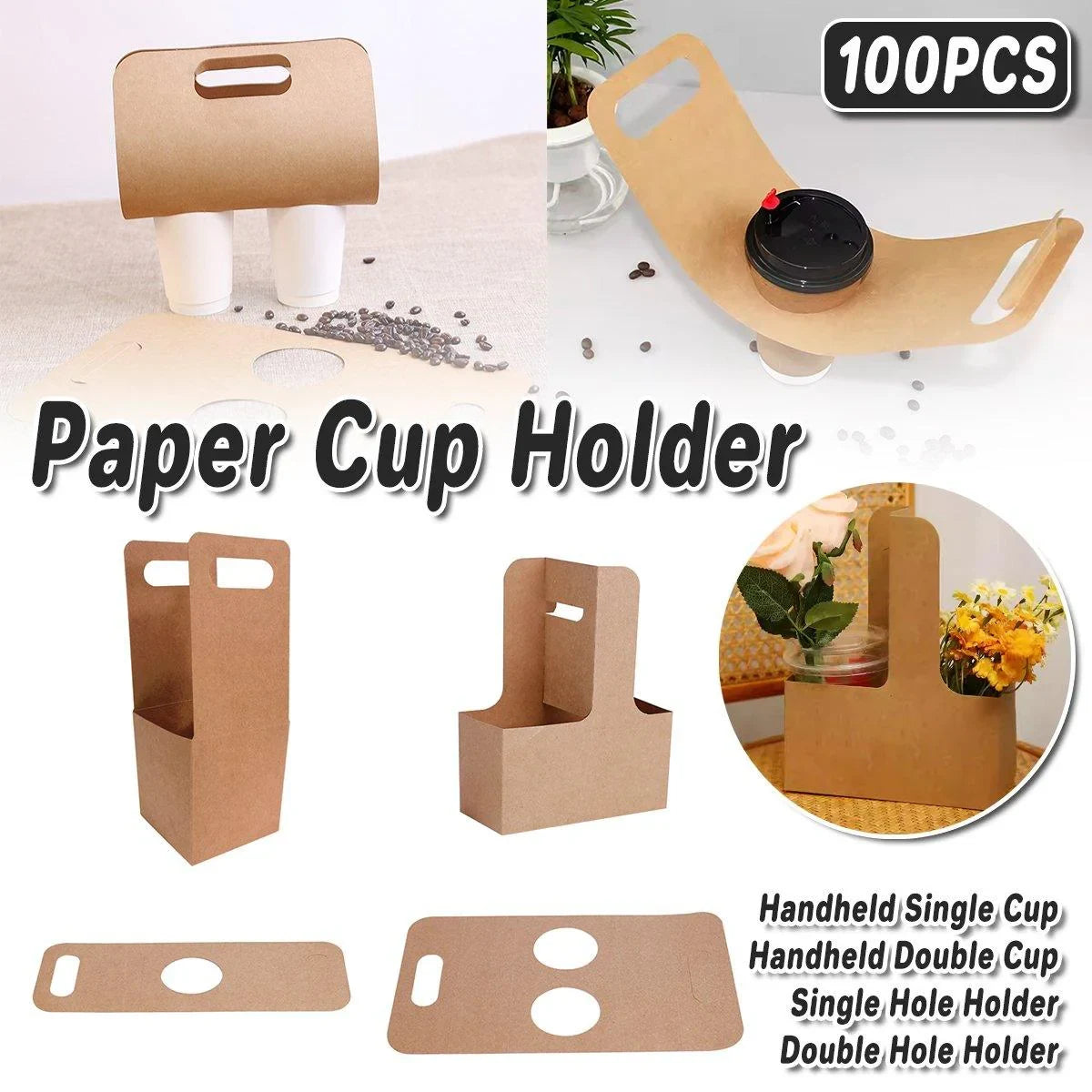 These kraft paper portable cup holders are perfect for cafes, takeaways, and events where carrying beverages is needed.