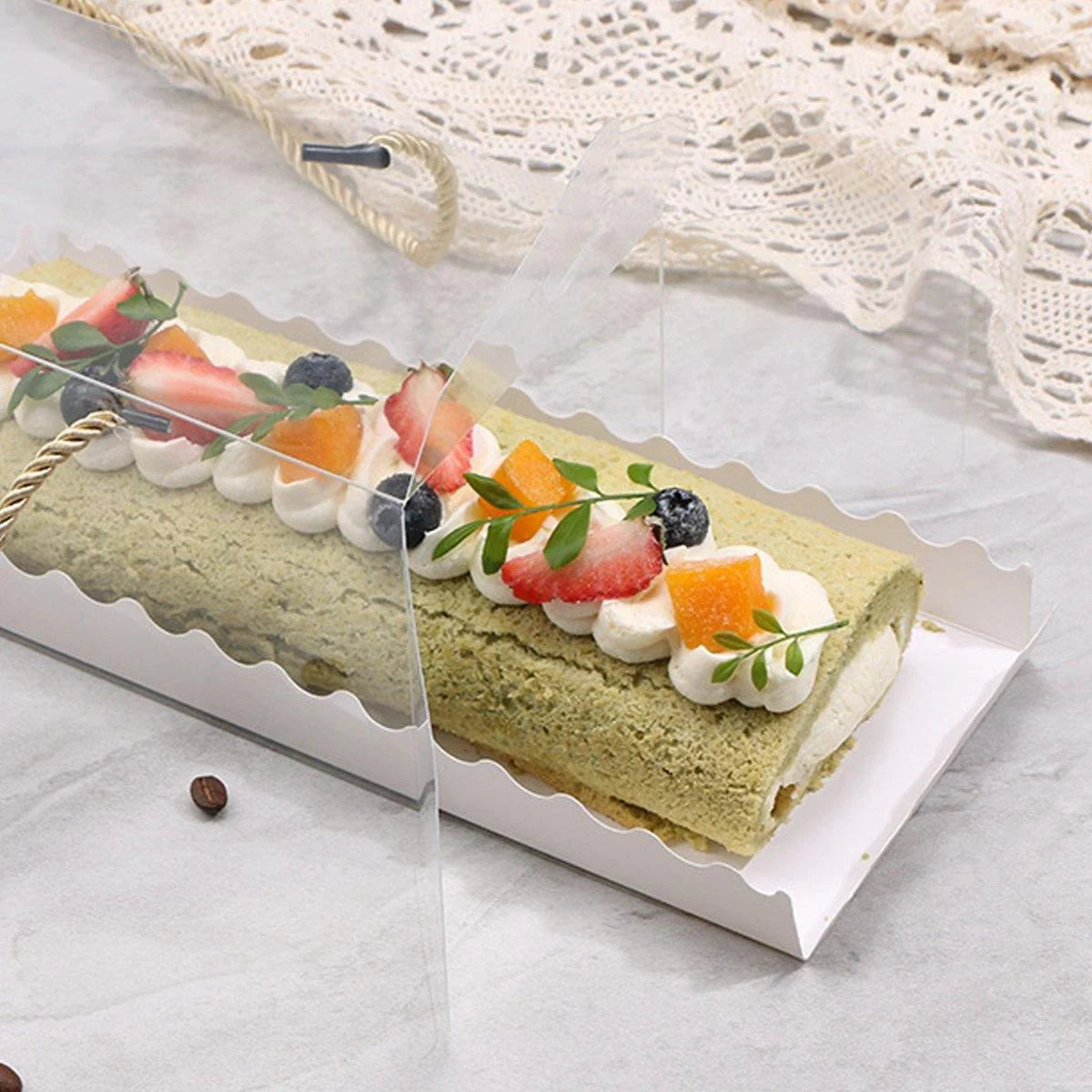 Transparent Plastic Cake Roll Packing Boxes 25PCS