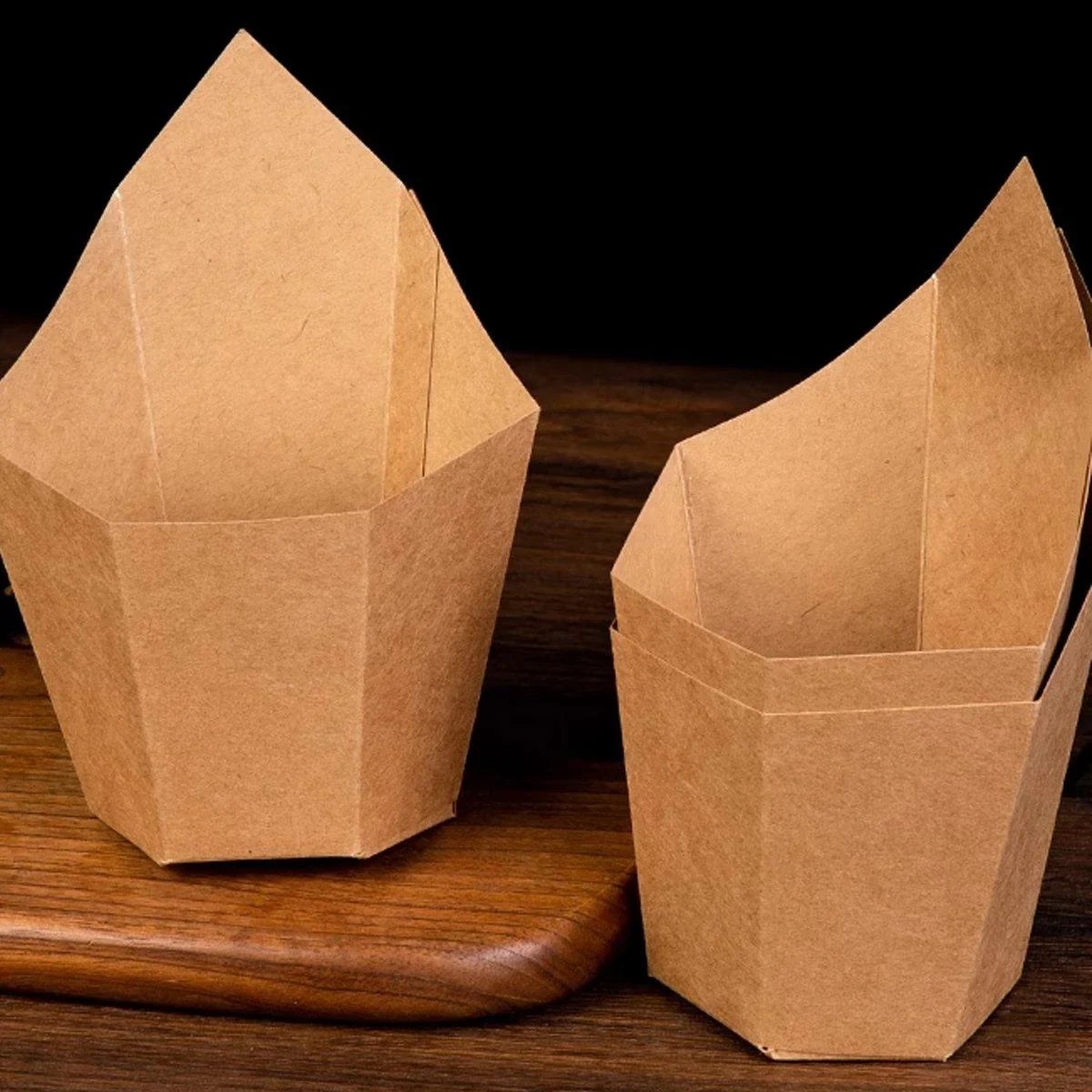 Disposable Folding Hexagon Kraft Paper Cups 100PCS