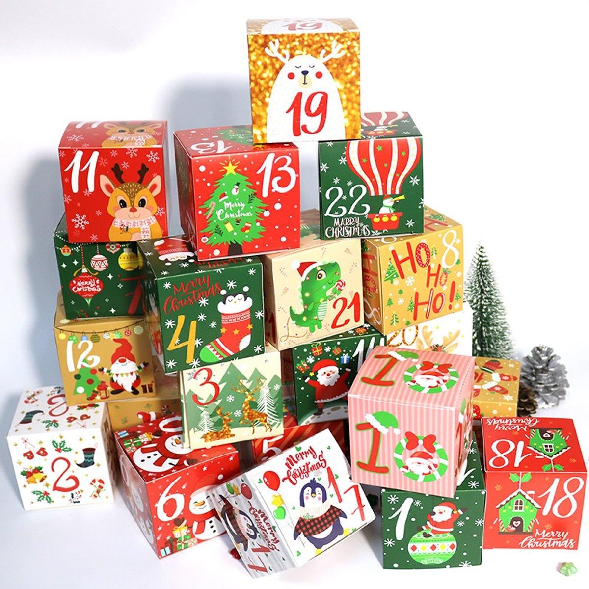 Countdown to Christmas with this festive set of 24 Christmas Candy Boxes!