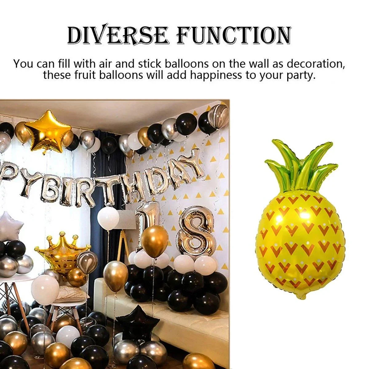 5PCS Pineapple Foil Balloon Party Decoration