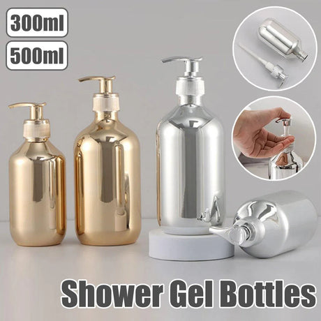 Pump Dispensing Bottle 5-Pack Silver and Gold 300ml/500ml