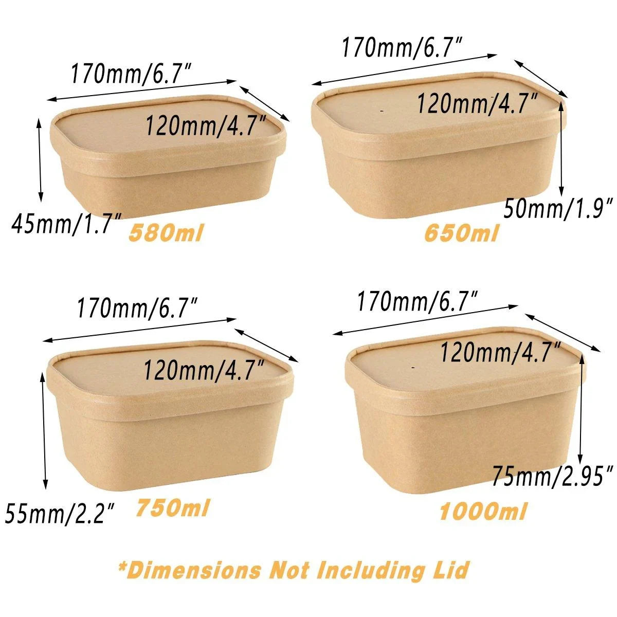Kraft Paper Lunch Box 50PCS
