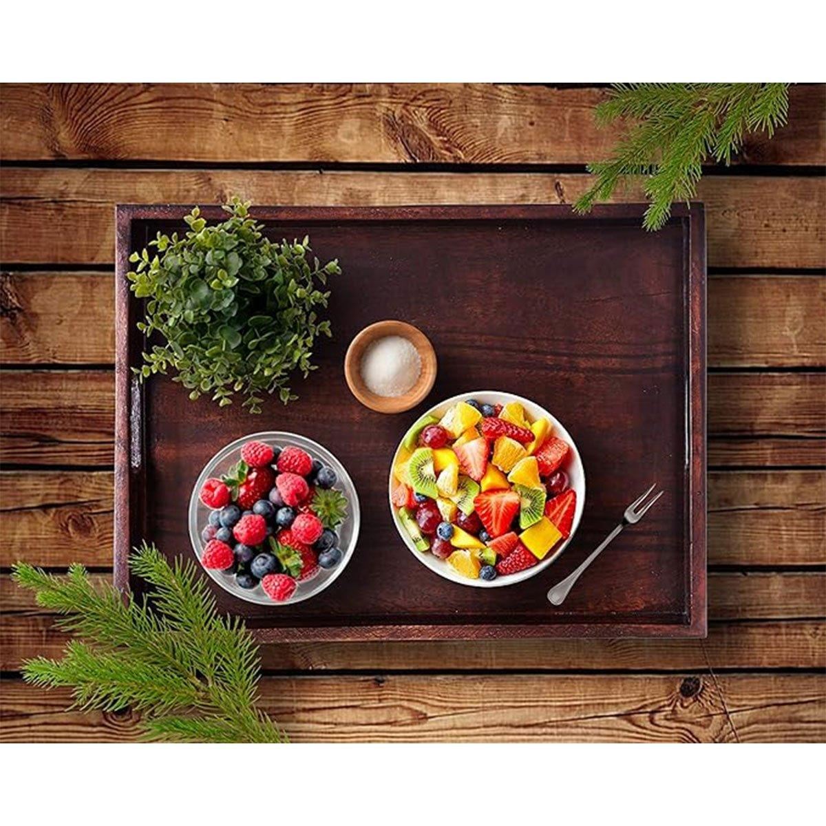 Japanese Style Bamboo Tea Tray Walnut 1PC