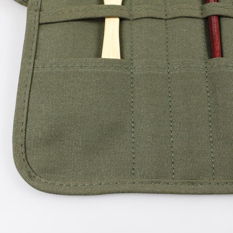 Roll Up Paint Brush Canvas Bag Green 1PCS