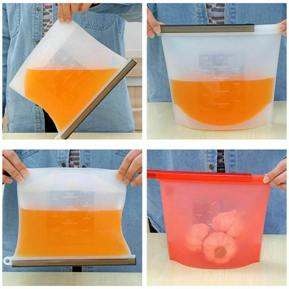 Reusable Silicone Food Storage Bags 500ml-1000ml