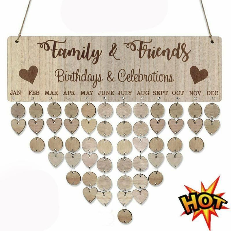 Wooden Hanging Calendar Board Perpetual 1Set