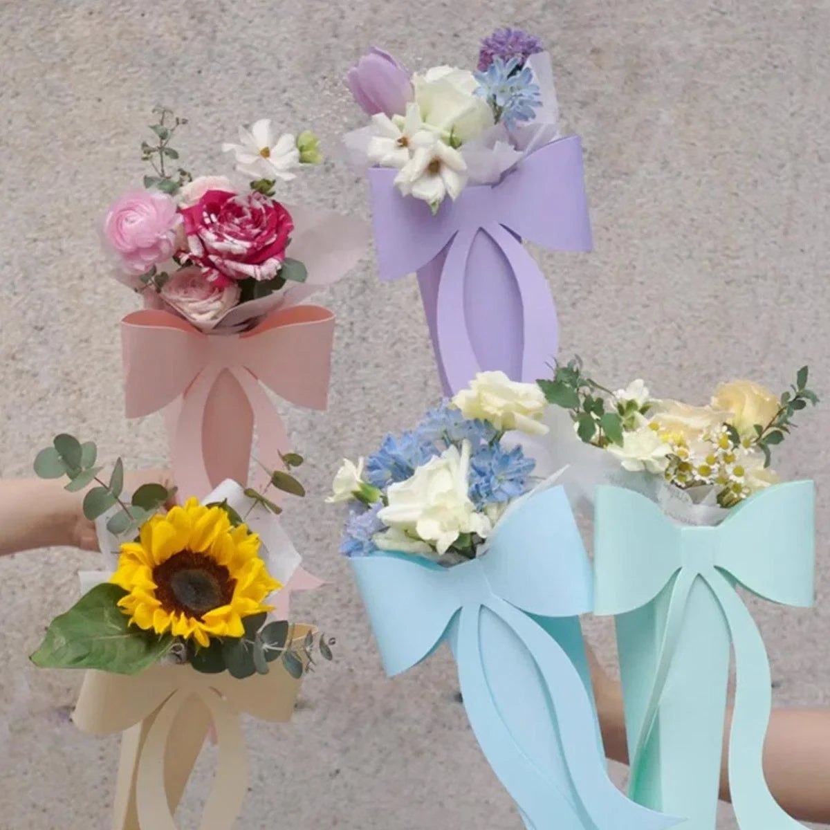 Bow Knot Flower Bouquet Boxes 10PCS